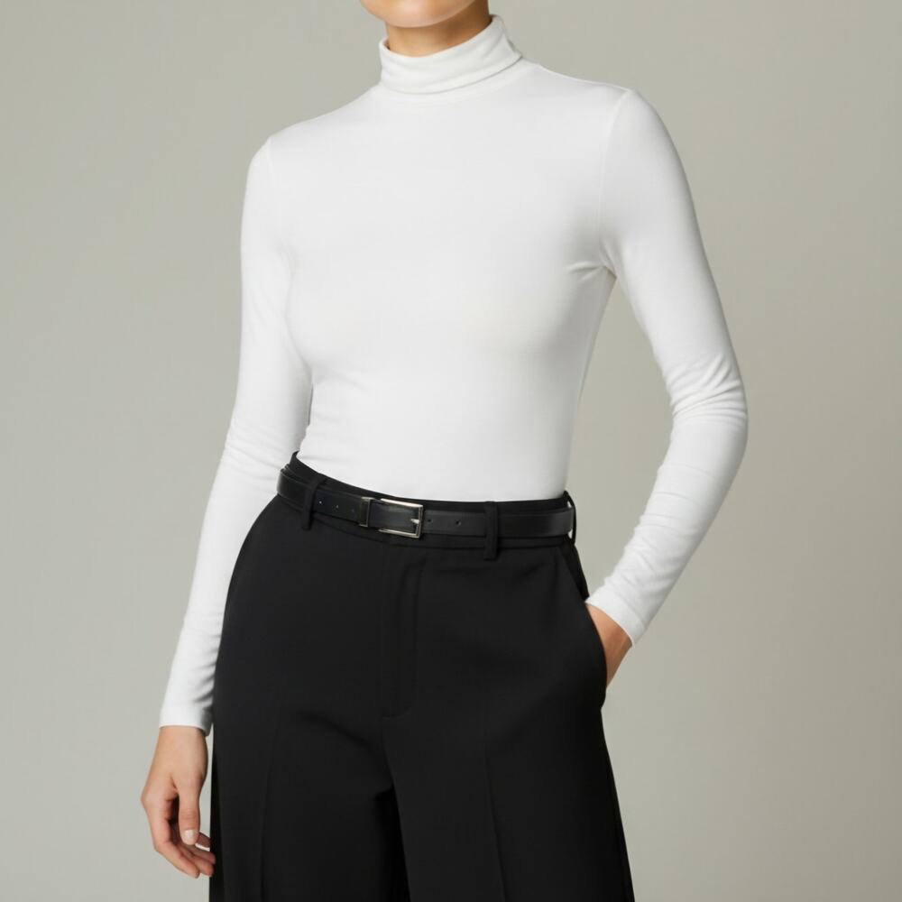 Naked Wardrobe Ivory Long Sleeve Turtleneck Bodysuit Women's Size M NWOT